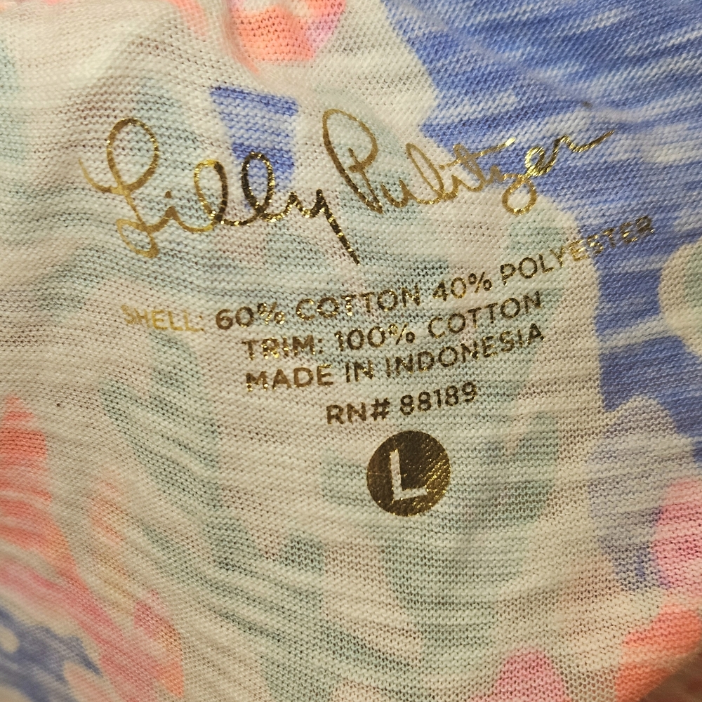 Lilly Pulitzer Pink and Blue Off-the-Shoulder Blouse - Picture 4 of 5
